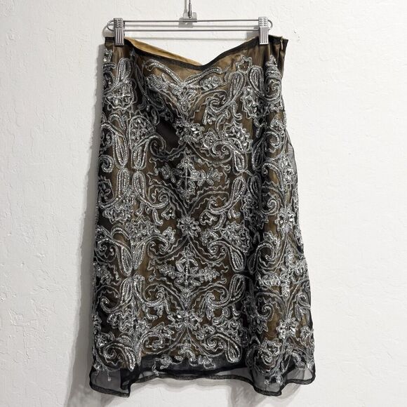 Vintage NWT Sweet Miss Me Skirt Medium Mesh Beaded Sequins Black Y2K Festival - Picture 1 of 6